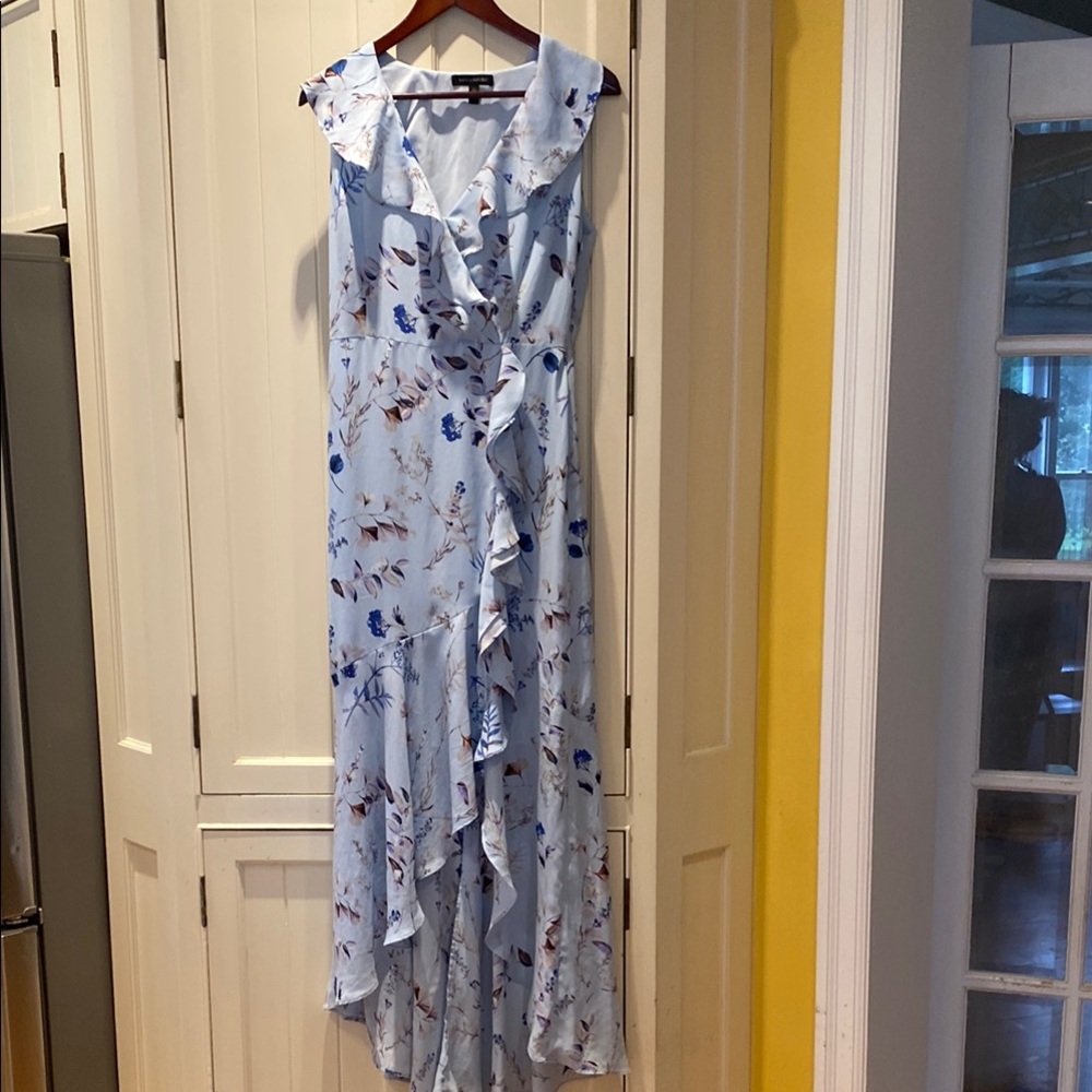 Blue and White High Low Wrap Sundress for Weddings